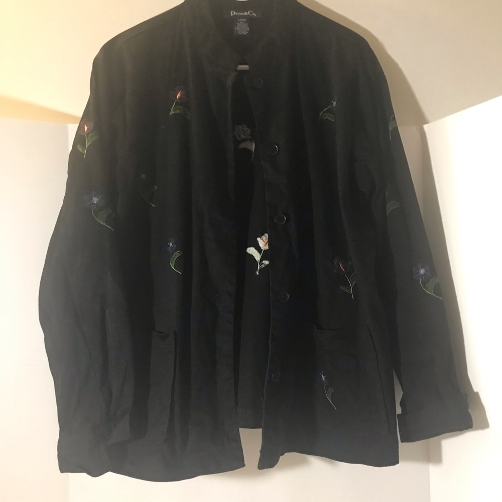 Denim&Co jacket size L embroidered cotton/spandex